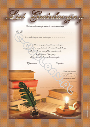 List Gratulacyjny A4