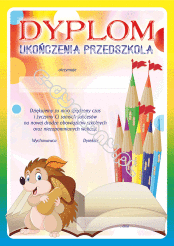 Dyplom ukończenia przedszkola z jeżykiem