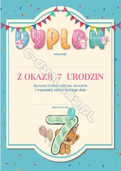 Dyplom Urodzinowy - 7 latka