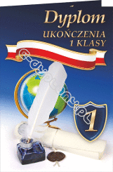 Dyplom B5 ukończenia 1 klasy szkoły podstawowej (pióro)