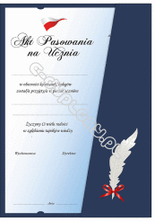 Dyplom Koperta "Akt Pasowania na Ucznia" z piórkiem z kokardką