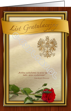 List gratulacyjny B5 ( z różą)