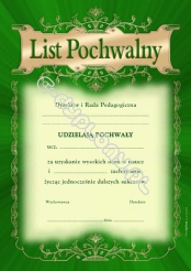 List Pochwalny (23 sztuki)