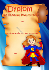 Dyplom dzielnego pacjenta A4 (supergirl)