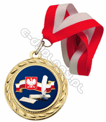 Medal 40mm złoty z wklejką "Piórko" z wstążką