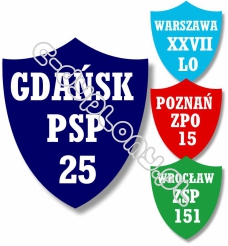 Tarcza z agrafką grawerowana laserowo. Wzór 3.