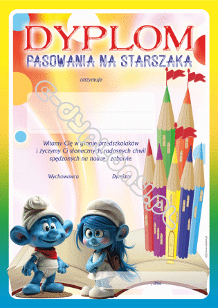 Dyplom pasowania na starszaka (smerfy)