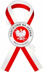 Kotylion biało-czerwony mały (z przypinką 37mm) "Pasowanie na Ucznia"