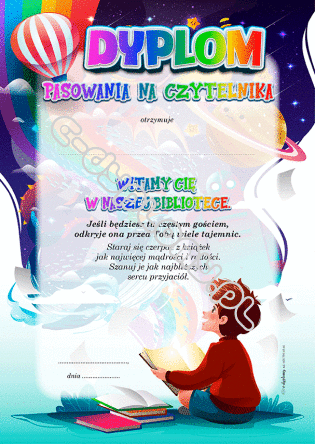 Dyplom Pasowania na Czytelnika