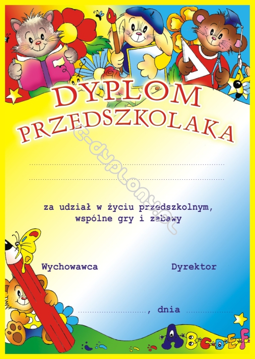 Dyplom Za Udział W życiu Przedszkola