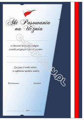 Dyplom Koperta "Akt Pasowania na Ucznia" z paskiem biało-czerwonym