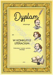 Dyplom za konkurs literacki z tekstem