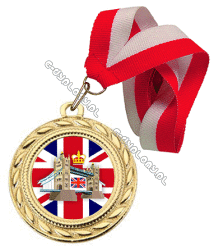 Medal złoty z wklejką "English" z wstążką