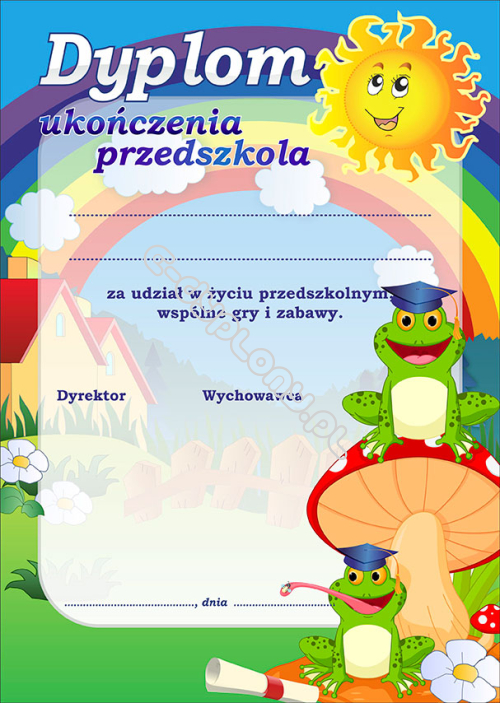 Dyplom Dla Rodziców Przedszkole Chomikuj Dyplom Ukończenia Przedszkola - żabka