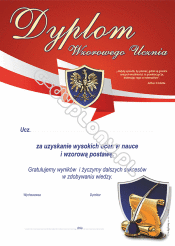 Dyplom Wzorowego Ucznia biało-czerwony