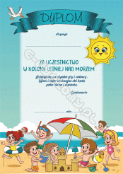 Dyplom za uczestnictwo w kolonii letniej